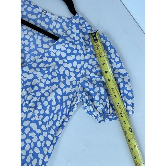 Uniqlo Babydoll Light Blue Fit and Flare Dress Printed Short Sleeve Women's XS - Picture 10 of 11